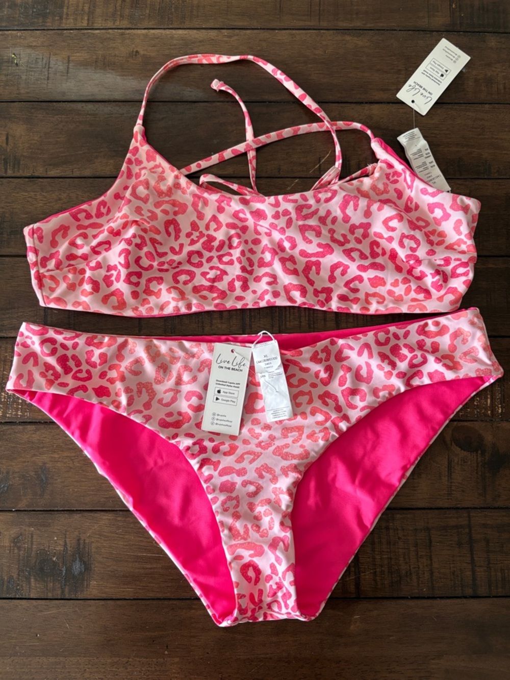 Cupshe Pink Leopard Print Two-Piece Swim Set